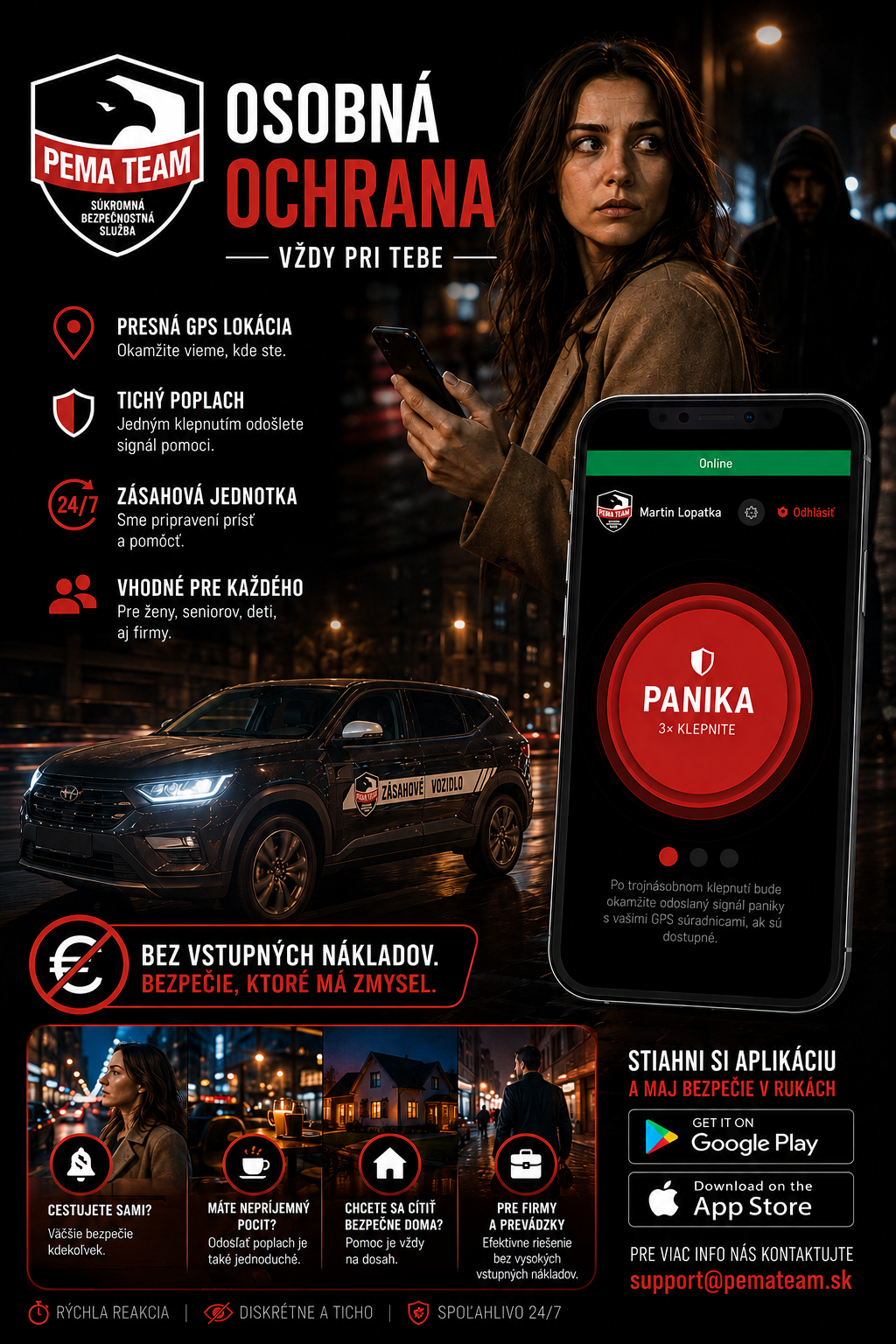 PEMA TEAM — Osobná ochrana, panik aplikácia